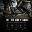 Bicycle chainset with 'SEIDO' branding and product features highlighted.
