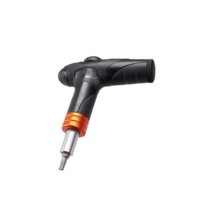 Black and orange Super B torque wrench with ergonomic T-handle for precision tightening.