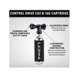 Lezyne Control Drive CO2 Inflator - Precise control with adjustable knob, featuring an aluminum body and a Presta/Schrader compatible slip-fit chuck for fast tire inflation.