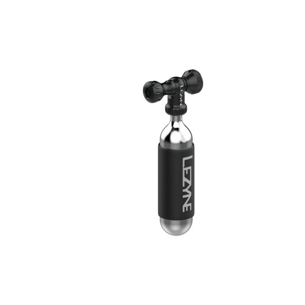 Lezyne Trigger Drive CO2 Inflator - Black design CO2 tire inflator with Schrader and Presta valve compatibility, ideal for cyclists looking for portability and ease of use.